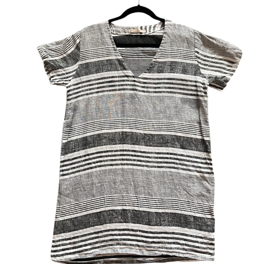 Stella Martini 100% Linen Striped V-Neck Dress/Swimsuit Coverup Size‎ Small